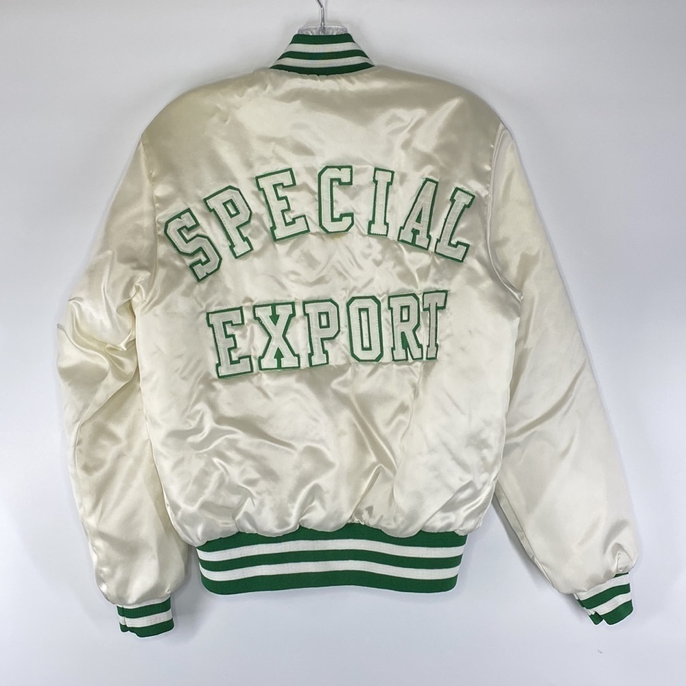 Vintage Special Export Satin Swingster Jacket White Green Size Small RARE